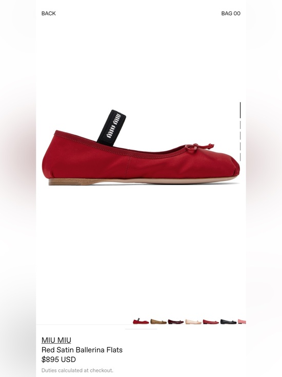 Shoes - Miu miu red satin ballet flats